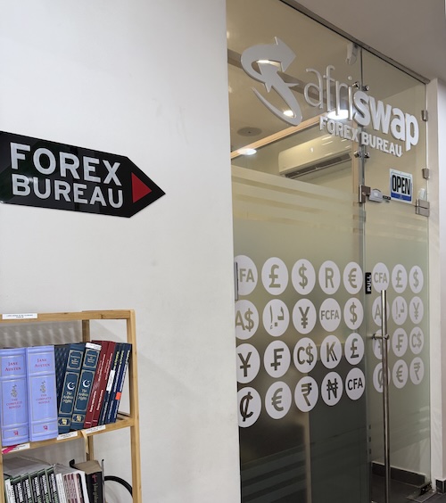 Afriswap counter at the Airport Shell station